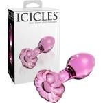 Icicles No. 48 - стъклена анална тапа с цветя - розова