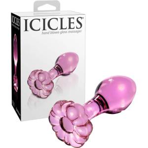 Icicles No. 48 - стъклена анална тапа с цветя - розова