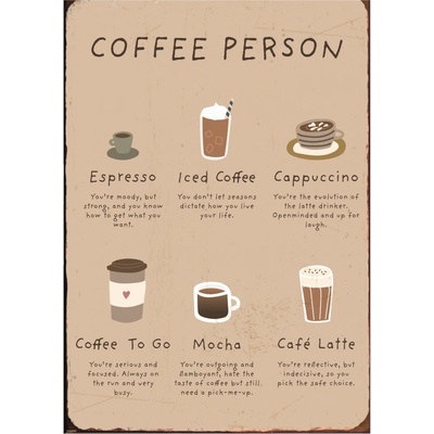 IB LAURSEN Plechová cedule Coffee Person, béžová barva, kov