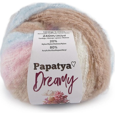 Pletací příze Papatya Dreamy 100 g, střední, 1 (01) béžová růžová světlá