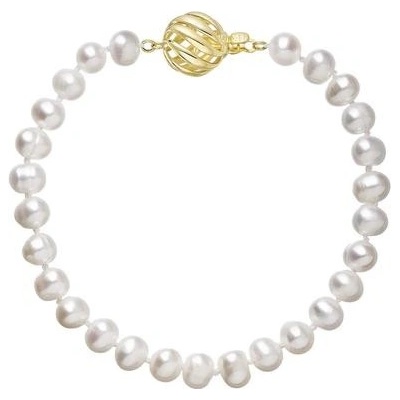 Pavona perlový náramek z říčních perel se zapínáním ze 14 karátového zlata 923001.1/9264A bílý