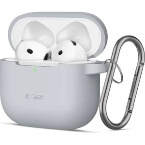 Tech-protect Silicone Hook калъф Apple AirPods 4 цвят crayon grey (5906302370061)