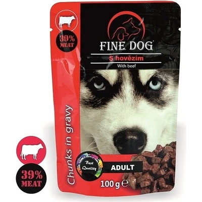 Fine Dog Adult Hovězí v omáčce 22 x 100 g
