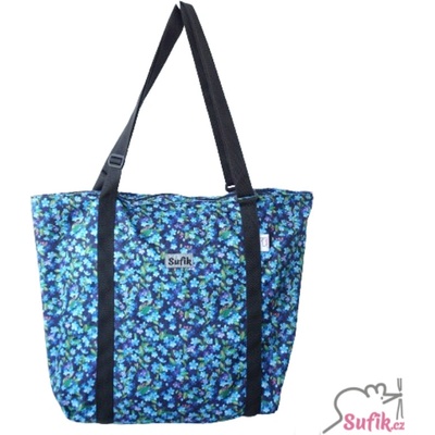 XXL nákupní a plážová taška na zip pomněnky