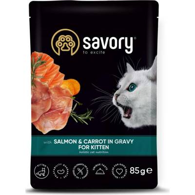 Savory Cat Pouch Kitten Salmon & Carrot 85 g