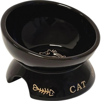 Image 1 of Nobby Съд за храна или вода купа, керамична, повдигната, GoldenCat, черна със златист принт - 250 мл NOBBY Германия 82489