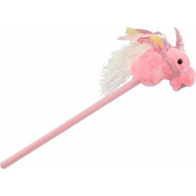 Kôň jednorožec na tyči plyš 80cm na batérie so zvukom Teddies ružový v sáčku