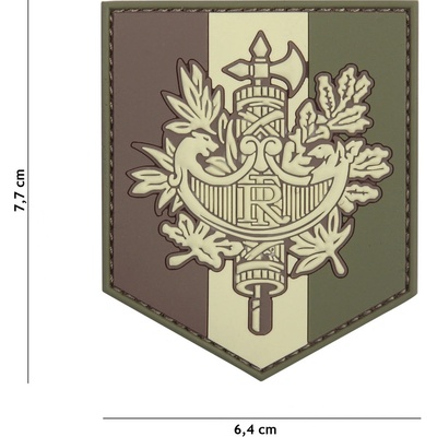 Gumová nášivka 101 Inc znak French Shield - multicam