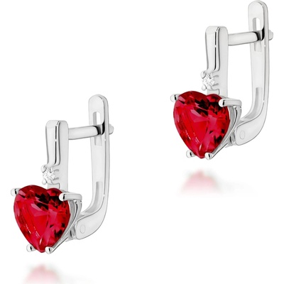Blink-Blink diamantové náušnice s rubínovými srdiečkami LOVE 3350BRuDB
