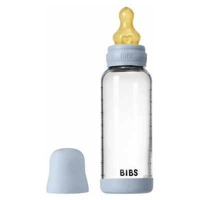 Bibs antikoliková sklenená fľaša s kaučuk cumlíkom Baby Blue 240ml