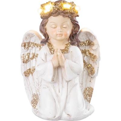 MagicHome Dekorácia MagicHome Anjel modliaci LED polyresin na hrob 11,5x7,5x15,5 cm
