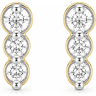 Šperky Eshop Briliantové náušnice 14K z kombinovaného zlata ve trojité linii S6BT600.11
