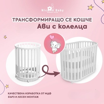 Дейзи Нова ЕООД Овална кошара Ави 2в1 с Матраци и Колелца