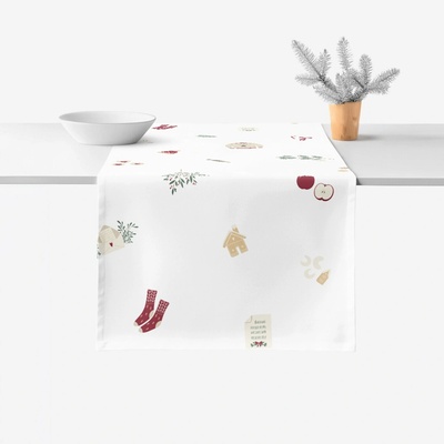 Goldea vianočný behúň 100% bavlnené plátno vianočné symboly 35x120 cm