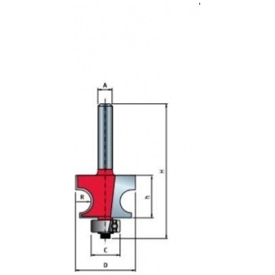 Fréza rádiusová vydutá půlkruhová s ložiskem R7,1 30,2x22,2x65x12,7 8 mm