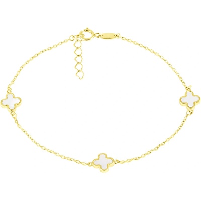 Gemmax Jewelry zlatý náramek Čtyřlístky s perletí GLBYL-19-02785