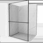 Mexen Kioto+ L душ панел с рафт Walk-in 50 x 200 см, черна рамка, черна - 800-050-123-70-70 (800-050-123-70-70)