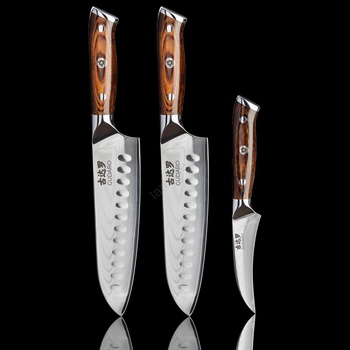 Gudaro Gudaro-комплект 2x Santoku кухненски нож FENG 7, 5"+ 1xкухненски нож за плодове FENG 3, 5 (GU0002B)