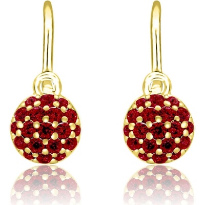 Duppi detské náušnice okrúhle DU 70414 zo žltého zlata s kamienkami rubínovo červenými zapínanie brizúra