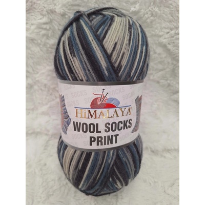 Himalaya Příze Wool socks print - S49-07 černo-šedo-modrá