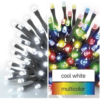 Emos D4AJ01 Světelný řetěz LED vánoční řetěz 2v1 10 m venkovní i vnitřní studená bílá multicolor programy