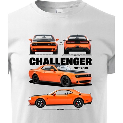 Dětské tričko Dodge Challenger SRT 2018 Bílá Velikost Canvas Bezvatriko.cz 2320