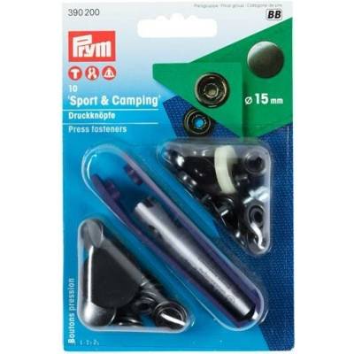PRYM Knoflík stiskací "Sport & Camping" 15 mm - černěný