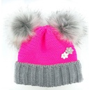 Voxx dívčí pletená čepice Ascona magenta/šedá