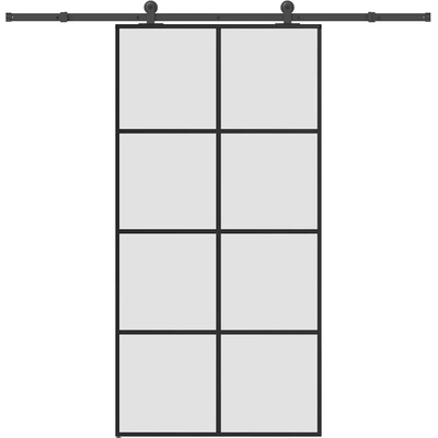 vidaXL Плъзгаща се врата с обков 102, 5x205 см ESG стъкло и алуминий (3332904)