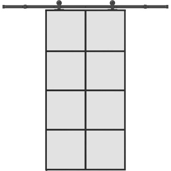 vidaXL Плъзгаща се врата с обков 102, 5x205 см ESG стъкло и алуминий (3332904)