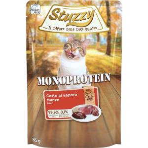 Stuzzy Monoprotein, мокра храна за котки, прясно говеждо месо, 85 г, саше