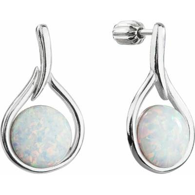 Pavona stříbrné visací kapky s bílým syntetickým opálem 11336.1 White s. Opal