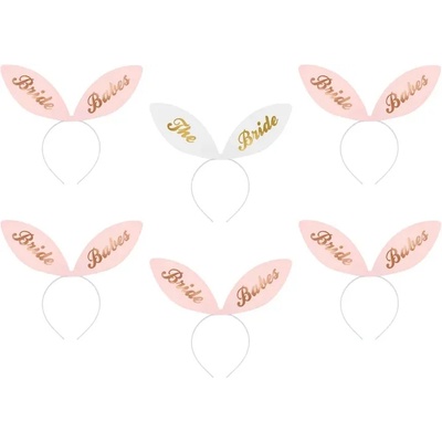 PartyDeco Комплект ленти за глава за сбогуване със свободата - Моминско парти, Bride Squad