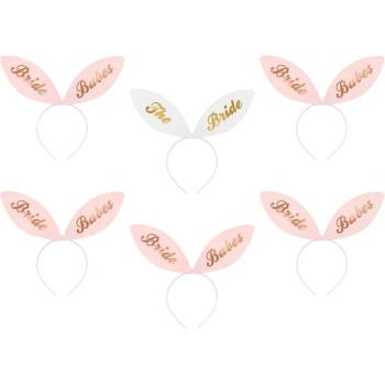 PartyDeco Комплект ленти за глава за сбогуване със свободата - Моминско парти, Bride Squad