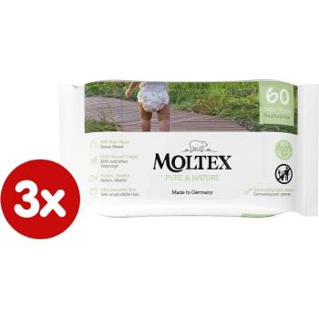 MOLTEX EKO vlhčené obrúsky Pure & Nature na báze vody (3 x 60 ks)
