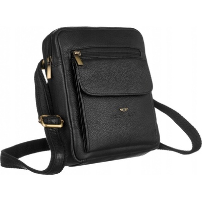 Pánska kožená taška cez rameno čierna GT226