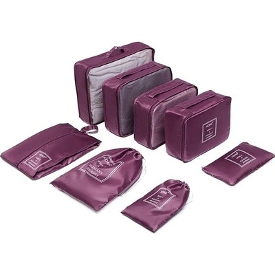 Kono súprava 8 ks cestovných organizérov boxov do kufra, burgundy E2019 BY