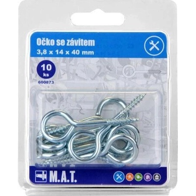 M.A.T. GROUP Zatvorené očko so závitom 40 × 14 × 3,8 mm, pozinkované (10 ks)