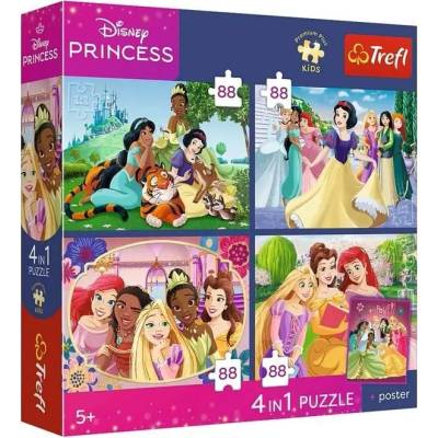 Trefl Disney Princess 4v1 Romantické princezné 4×88 dielov