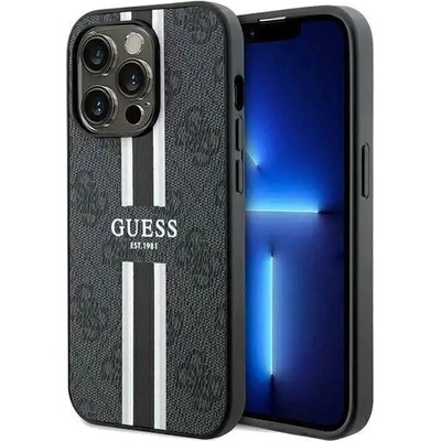 GUESS Кейс Guess 4G Printed Stripes MagSafe за iPhone 15 Pro Max, черен (GUE003445-0)