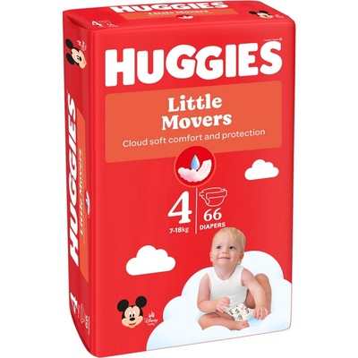 Huggies Бебешки пелени Huggies Little Movers - Размер 4, 7-18 kg, 66 броя (5029053548777)