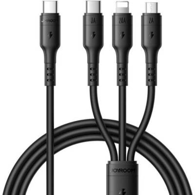 Joyroom S-A61 3v1 USB-C na USB-C / Lightning / micro USB 1,2m černý