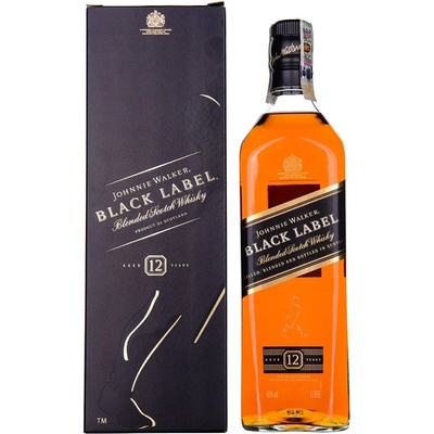 Johnnie Walker Black Label 12 YO - бленд шотландско уиски 1L 1 l