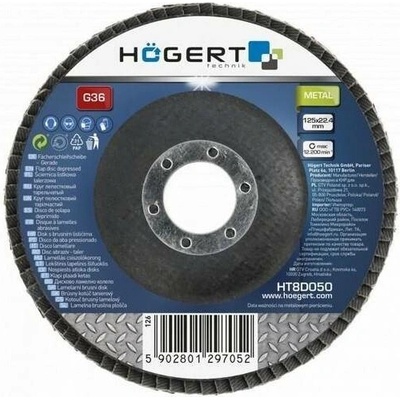 Hogert Diskový brusný kotouč s trnem 125 x 22,4 mm G100 HT8D054