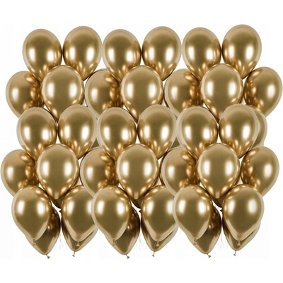 PartyDeco Balonek latex zlatý chromový 30 cm