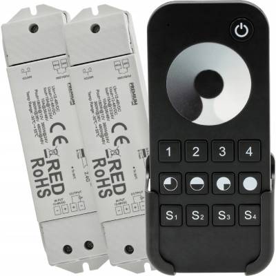 Berge 2x Sterownik Strefowy LED PILOT MONO 15A 12V 24V Dotykový stmívač Sada