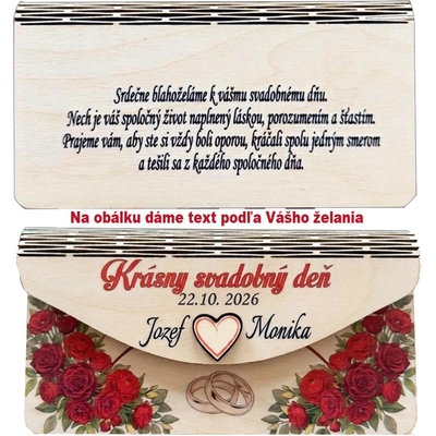 Luxusná drevená obálka na peniaze s vlastným textom 6