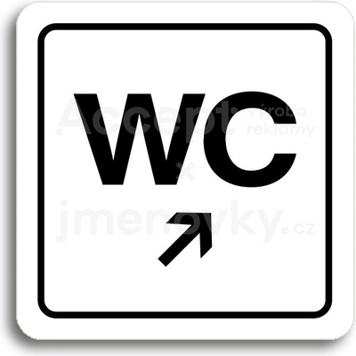 ACCEPT Piktogram WC vpravo nahoru - bílá tabulka - černý tisk