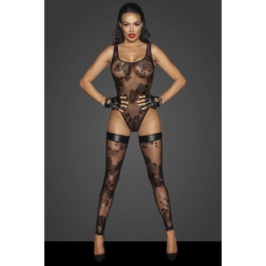 Noir Handmade F242 Tulle Body with Patterned Flock Embroidery XL