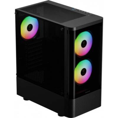 Кутия Gamdias TALOS E3 CG, ATX/microATX/Mini-ITX, 1x USB 3.0, 3x 120mm ARGB вентилатора, с прозорец, черна, без захранване (GAMDIAS-TALOS-E3-CG-BK)